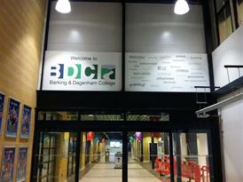 School wall lettering and logos